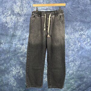NEWTUSFAN Grey Denim Drawstring Pants